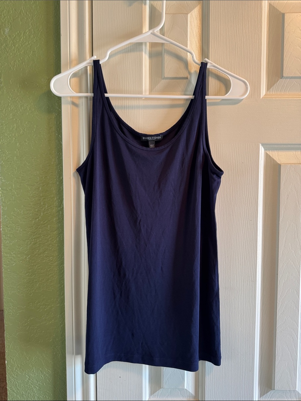 Eileen Fisher silk top in navy blue
